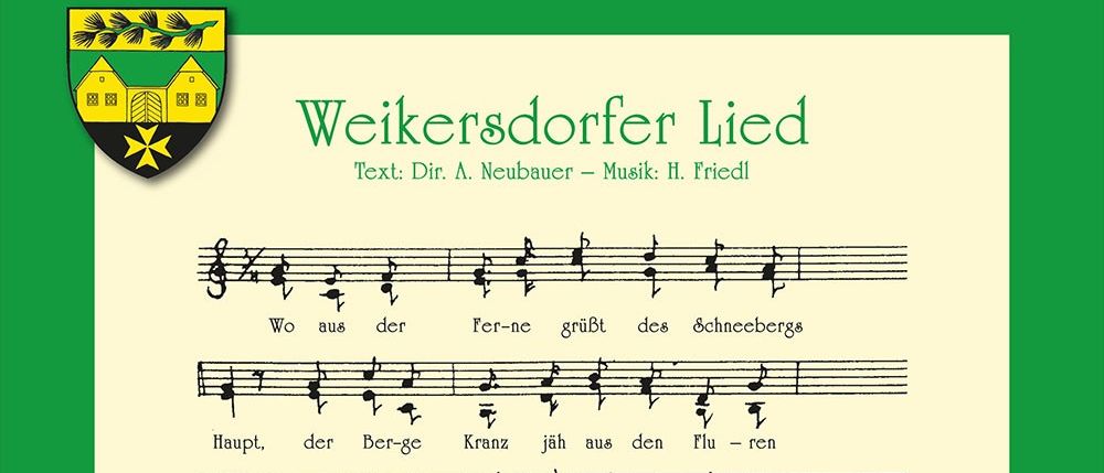 Das Bild zeigt eine Musikpartitur mit Text und Noten. Der Titel lautet 'Dir. A. Neubauer - Musik II. Friedl'. Die Texte sind in Deutsch. Die Musik ist für Gesang und Klavier arrangiert.