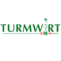 Das Bild zeigt ein Logo für Turmwurt mit einer Leuchtturm-Illustration und dem Namen in Grün.