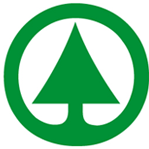 Ein grünes kreisförmiges Logo mit einem stilisierten Baum in der Mitte, das Natur und Nachhaltigkeit symbolisiert.