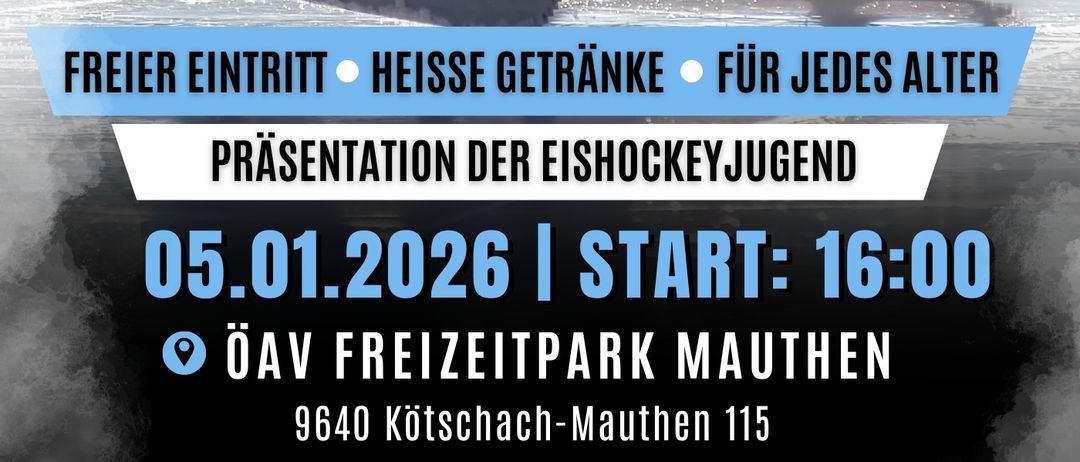 Eine Eisdisco-Veranstaltung am 5. Januar 2026 mit freiem Eintritt, heißen Getränken und Präsentationen der Eishockey-Jugend.