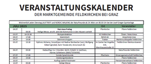 Veranstaltungskalender im Gasteinertal, Österreich. Termine und Uhrzeiten für religiöse Messen, kulturelle Veranstaltungen und Führungen. Veranstaltungen beinhalten öffentliche Reden, Prozessionen und besondere Messen. Veranstaltungsorte reichen von Kirchen bis hin zu verschiedenen Orten im Tal.