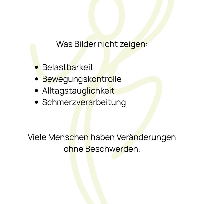 Das Bild bespricht, was es nicht zeigt: Atemkapazität, Bewegungskontrolle, tägliche Ausdauer und Schmerzbehandlung. Viele Menschen erleben Veränderungen ohne Beschwerden.