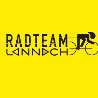 Das Logo von RADTEAM zeigt eine Person, die auf einem Fahrrad auf einem leuchtend gelben Hintergrund fährt, wobei der Text 'RADTEAM' und 'LANNDCH' deutlich sichtbar ist.