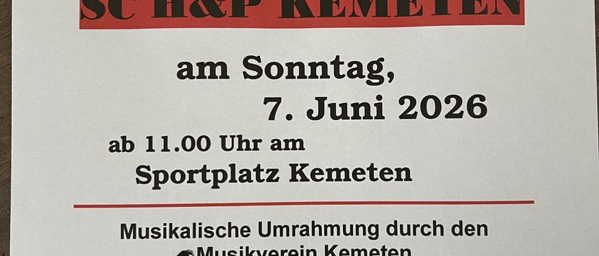 A flyer for the Sunday breakfast of SC H&P Kemetn. The event is on June 7, 2026, starting at 11 AM at the Kemet sports field. Musical framing by the Kemet music association.