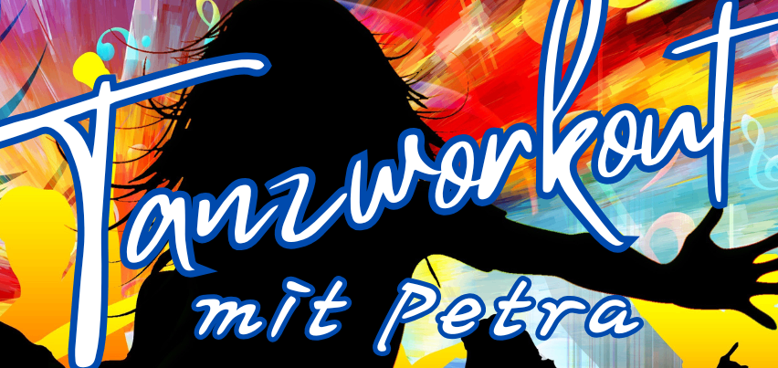 Tanzworkout-Poster mit einer Silhouette einer tanzenden Frau. Es heißt Join now und findet mittwochs von 18:00 bis 19:00 Uhr im Mittwochsfreundeheim Hirtenberg statt.