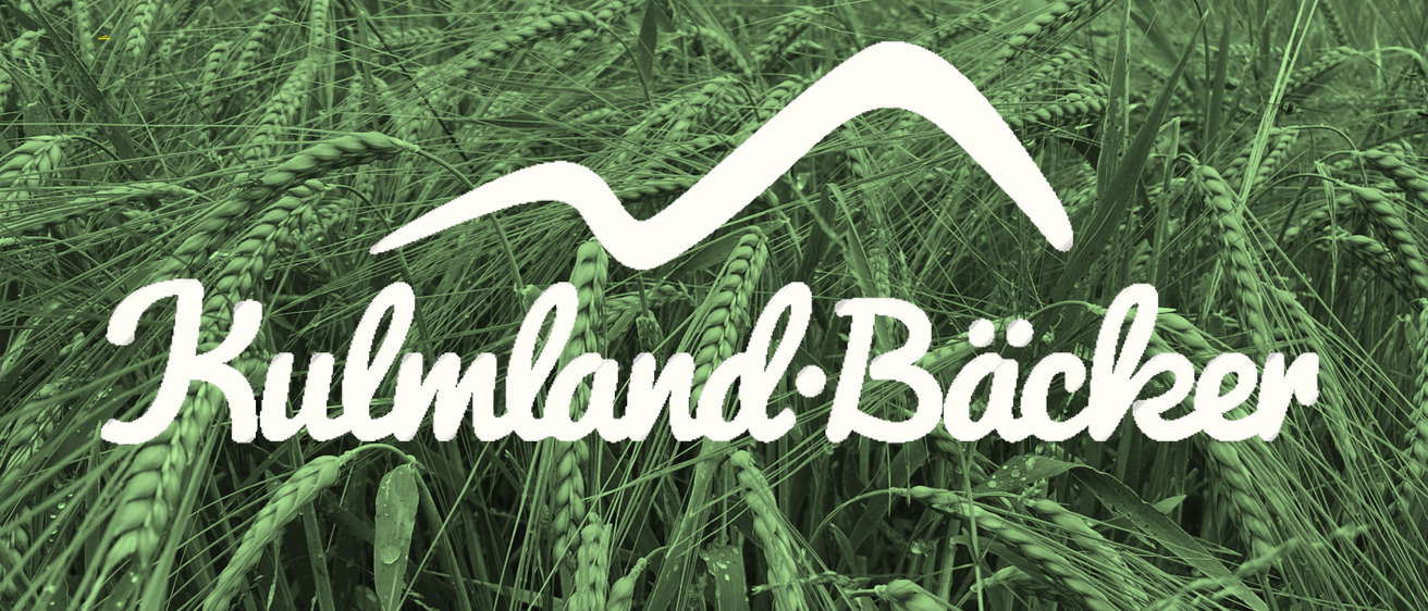 Ein Weizenfeld mit einem stilisierten Wellenlogo und dem Text 'Land-Baic' in weißer Schrift.