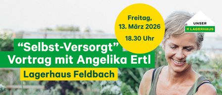 Ein Bild einer lächelnden Frau, umgeben von grünen Pflanzen. Es erwähnt eine Veranstaltung am 13. März 2026 um 18:30 Uhr.