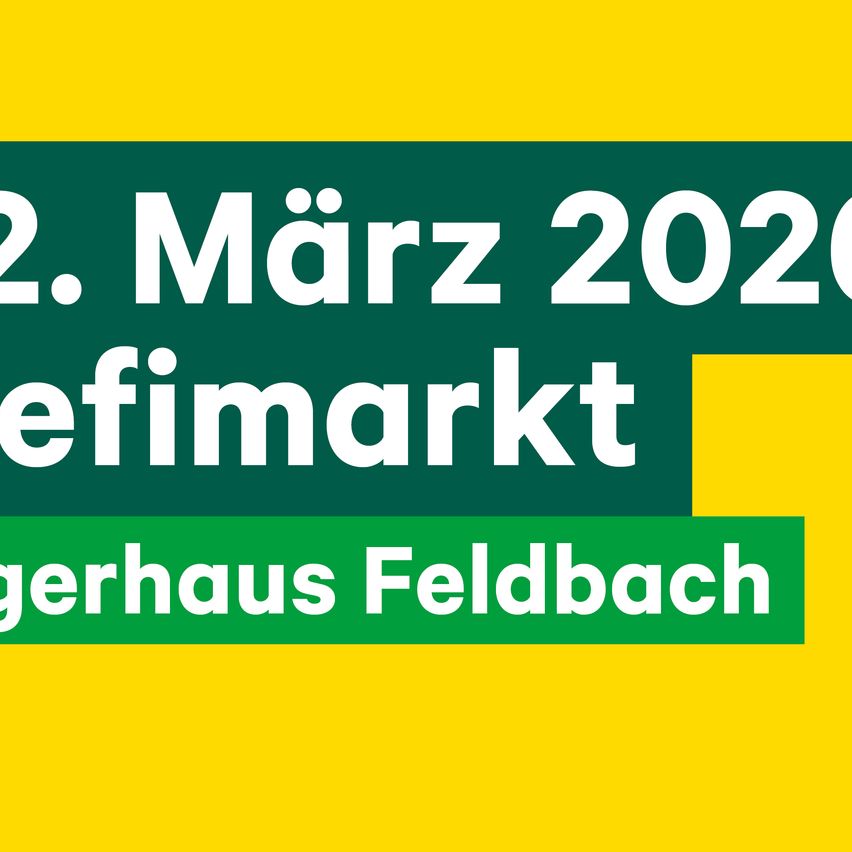 Eine Werbung für einen Bauernmarkt bei Lagerhaus Feldbach am 22. März 2026. Der Text lautet '22. März 2026' und 'sefimarkt'. Das Design umfasst einen grünen und gelben Gradientenhintergrund.