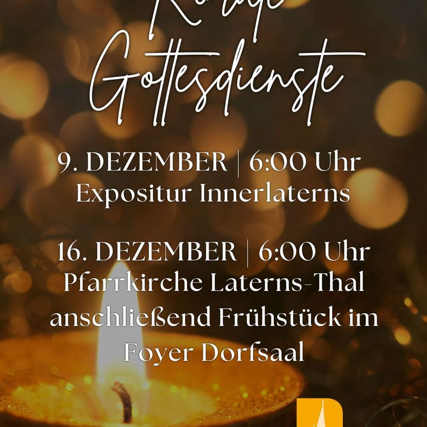 An image shows a candlelight event on December 9th and 16th. December 9th is a church service at 6 PM. December 16th is a church service followed by breakfast at the village hall.