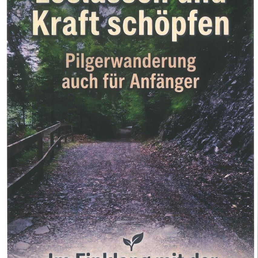 A book cover with a walking path in a forest, trees, and a wooden fence. The title reads 'Creation and Force' and below it says 'Pilgrimage also for beginners'.