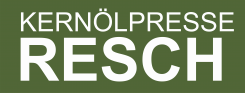 Ein grüner Banner mit weißem Text. Der Text lautet 'KERNELPRESSE RESCH'.