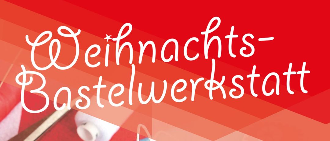 Plakat für eine Bastelveranstaltung für Kinder ab 3 Jahren. Die Veranstaltung findet am Samstag, 29. November 2025, von 10:00 bis 12:00 oder 13:00 bis 15:00 statt. Der Eintritt ist frei. Kontaktinformationen sind angegeben.