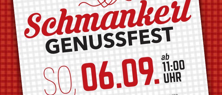 Plakat für ein Genussfest in Werndorf, Österreich, mit regionalen Spezialitäten, Live-Musik und verschiedenen Getränken. Die Veranstaltung ist für den 6. September angesetzt, Beginn um 11:00 Uhr.