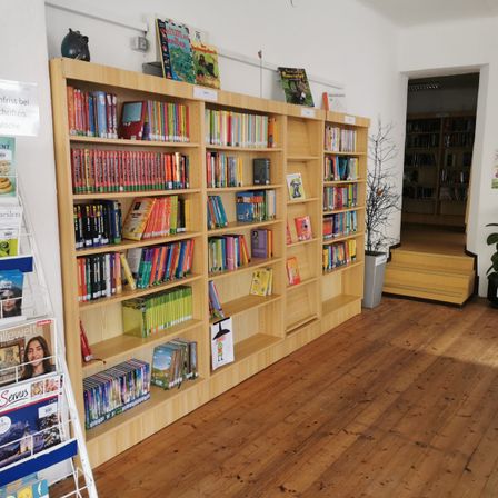 Bild enthält, Furniture, Book, Publication, Building, Bookcase, Person, Wood, Hardwood, Plant, Interior Design
