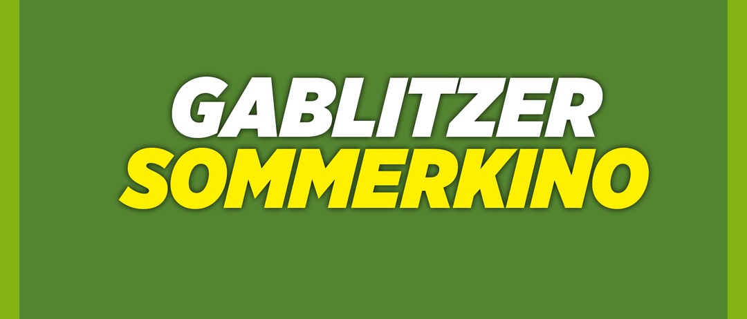 Ein grüner Hintergrund mit weißem Text, der 'GABLITZER OMMMERKIN' in Fettschrift liest.