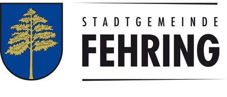 The logo of the City Council of Fehring, featuring a blue shield with a golden tree on the left.