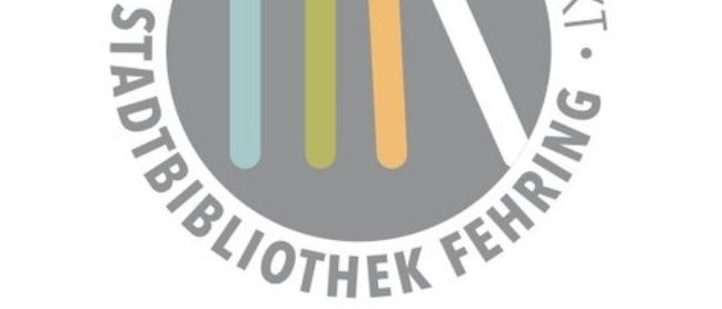 Das Logo für das Infocenter Treffpunkt Stadtbibliothek Fehring besteht aus drei Linien und einem grauen Kreis.