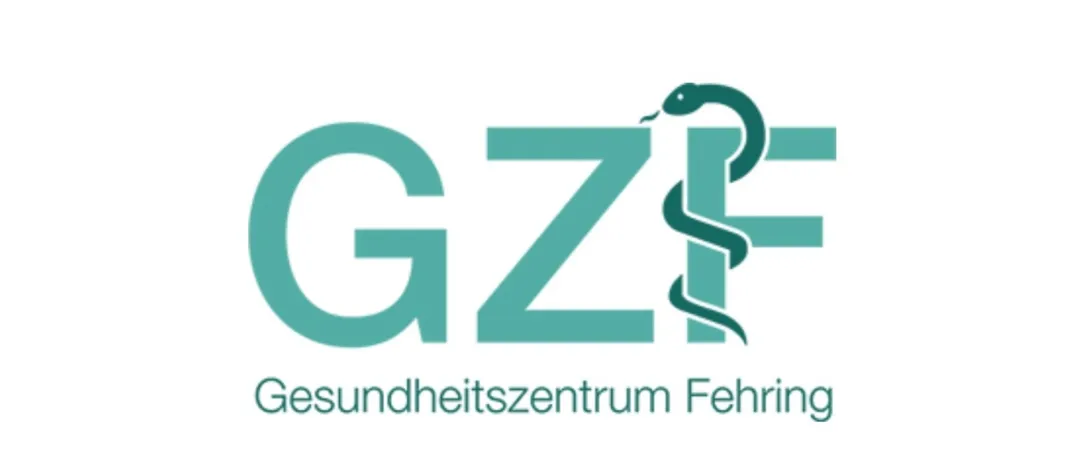 Das Logo zeigt eine grüne Schlange, die sich mit einem medizinischen Kreuz-Symbol verflichtet, mit 'GZ' in türkisfarbener Schrift. Darunter steht 'Fehr' in Blau.