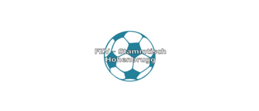 Ein Fußballlogo mit dem Text 'Fzv - Stammtisch Hohenbrugg' in Weiß auf weißem Hintergrund.