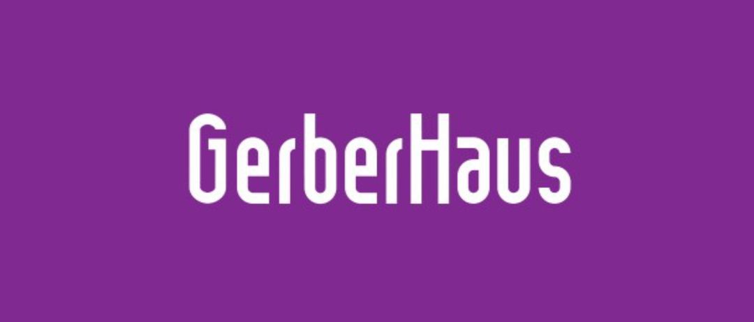Das Wort 'GerberHaus' ist in weißer Schrift auf einem lila Hintergrund dargestellt. Die Schrift ist fett und großgeschrieben.