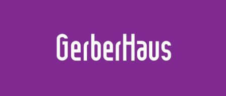 Das Wort 'GerberHaus' ist weiß auf einem lila Hintergrund dargestellt. Die Schriftart ist fett und serifenlos, mit einem modernen und sauberen Erscheinungsbild.