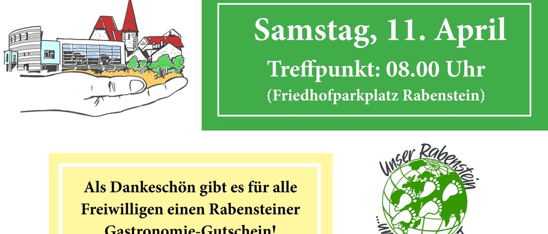 Plakat für eine Veranstaltung. Es lädt alle zur Frühjahrswanderung entlang Pielach und Bachufer ein. Der Treffpunkt ist am 11. April um 8:00 Uhr am Friedhofsparkplatz Rabenstein.