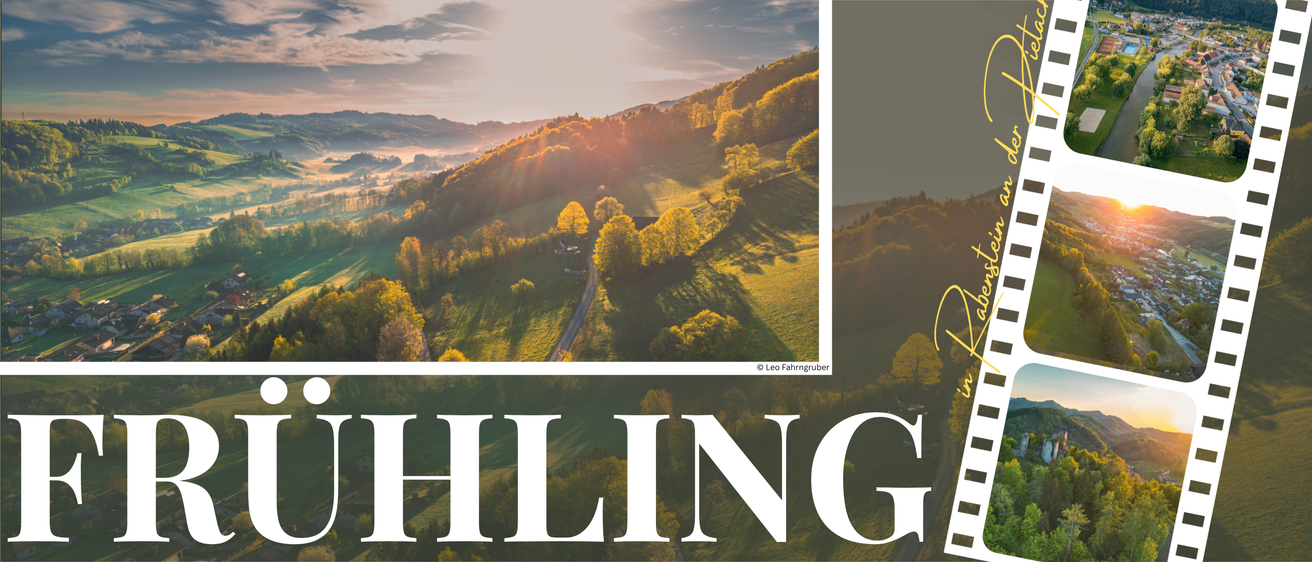 Eine Berglandschaft mit grünen Bäumen und bewölktem Himmel. Ein Weg führt durch das Tal. Das Wort 'HIL' erscheint in großen Buchstaben.