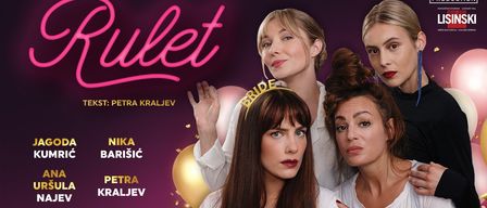 Ein Poster für einen Komödienfilm mit vier Frauen, von denen eine eine Brautkrone trägt. Es enthält die Namen Nika Barisic, Petra Kraljev und Petra Kraljev. Der Titel lautet 'Pulet'.