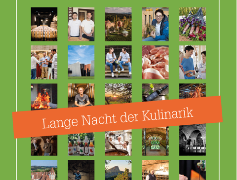 Ein Poster mit verschiedenen Fotos und dem Titel Lange Nacht der Kulinarik. Die Veranstaltung ist am Samstag, 21. März 2026, von 18 bis 24 Uhr.