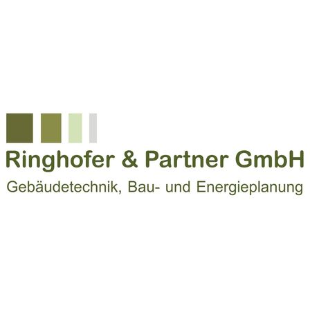 Das Bild zeigt das Logo der Ringhofer & Partner GmbH, einem Unternehmen, das sich auf Gebäudetechnik, Bau- und Energieplanung spezialisiert hat.