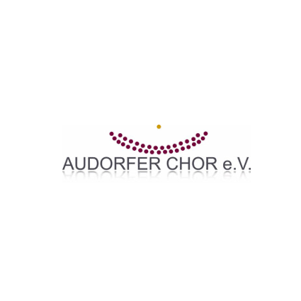 Logo des Audofer Chor e.V. mit einem lächelnden Gesicht aus lila Punkten auf weißem Hintergrund.