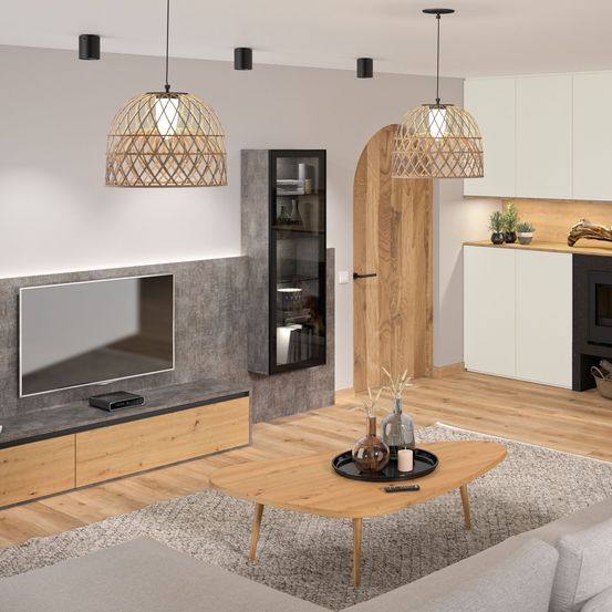 Bild enthält, Indoors, Interior Design, Furniture, Living Room, Fireplace, Home Decor, Table, Screen, Computer Hardware, Monitor