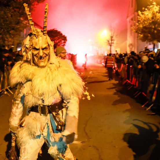 Bild enthält, Lighting, Person, Carnival, Clothing, Costume, Urban, Face, Head, Crowd, Festival
