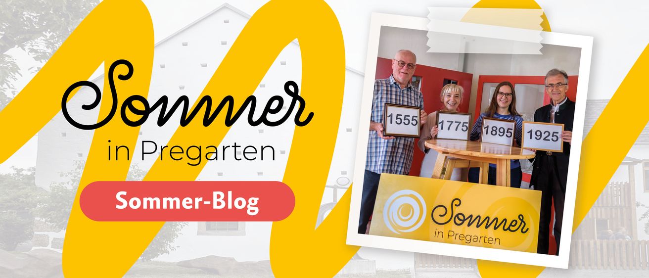 Eine Werbung zeigt ein Paar, das lächelt und Schilder mit den Zahlen 1555 und 1775 hält. Der Mann trägt ein kariertes Hemd und eine Brille. Die Frau lächelt mit kurzen Haaren. Das Bild hat einen gelben Rand und den Text 'Sommer Garten'.