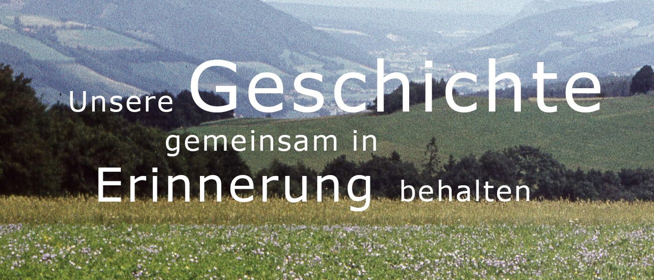 Eine friedliche Landschaft mit einer Wiese voller Blumen. Im Hintergrund befindet sich ein Haus mit einem roten Dach, umgeben von Bäumen. Ein Kind mit einem kegelförmigen Hut steht im Vordergrund und blickt in Richtung Horizont.