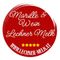 Ein rotes kreisförmiges Logo mit weißem Text 'Marille & Wein Lechner Melk' mit weißem Rand und fünf gelben Sternen darunter. Die Website ist www.lechner-melk.at.