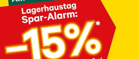 A promotional poster advertising a 15% discount at Lagerhaus on June 19th in Bad St. Leonhard, Wolfsberg, and St. Paul. Details can be found at lagerhaus.at/lavanttal.