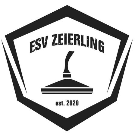 Das Logo für ESV Zeierling, gegründet im Jahr 2020, zeigt eine sechseckige Form mit fetter Schrift und einem grafischen Element in der Mitte.