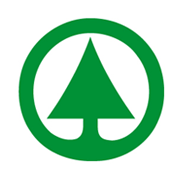 Ein grünes kreisförmiges Logo zeigt einen stilisierten grünen Baum in der Mitte vor weißem Hintergrund.