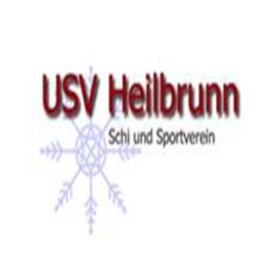 Das Logo von USV Heilbrunn zeigt eine stilisierte Schneeflocke mit dem Text 'USV Heilbrunn' in Rot und 'Schi und Sportverein' in Blau.