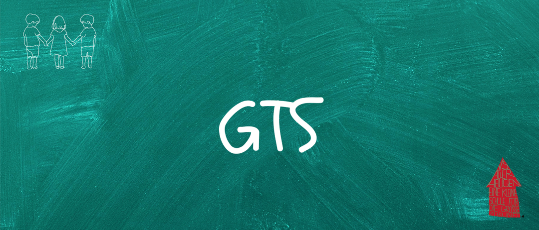Die Buchstaben GTS sind in Weiß auf grünem Hintergrund geschrieben. Die Schriftart ist schlicht und die Buchstaben groß.