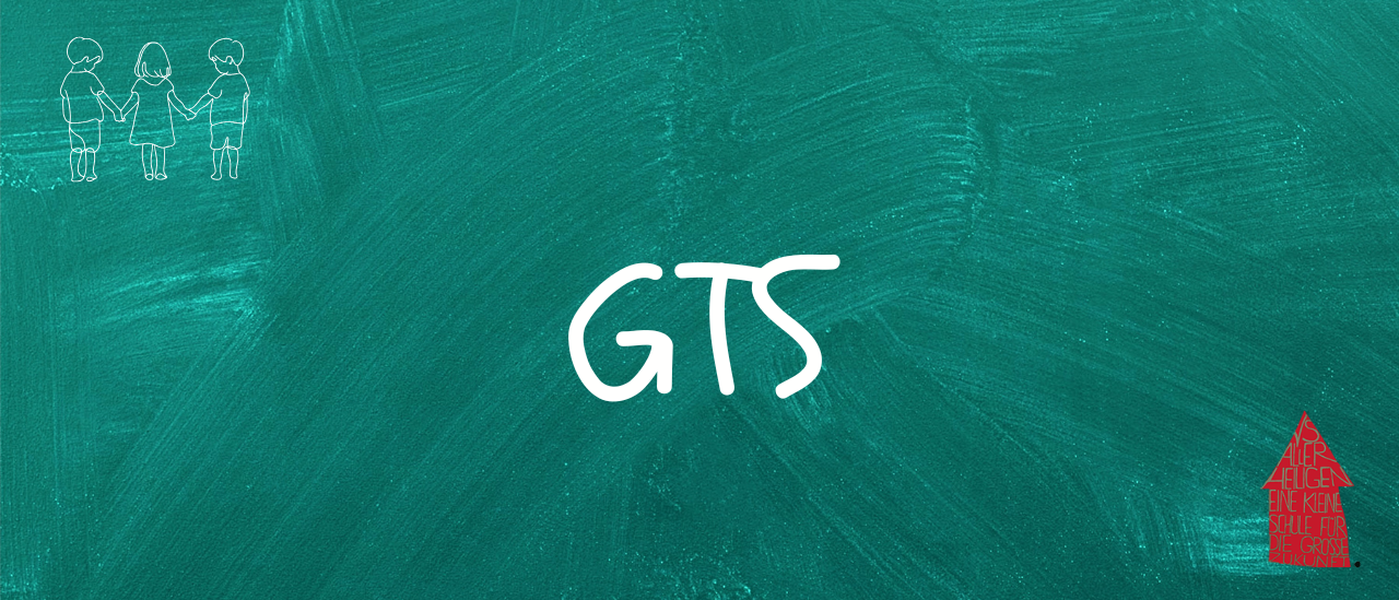 Die Buchstaben GTS sind in Weiß auf grünem Hintergrund geschrieben. Die Schriftart ist schlicht und die Buchstaben groß.
