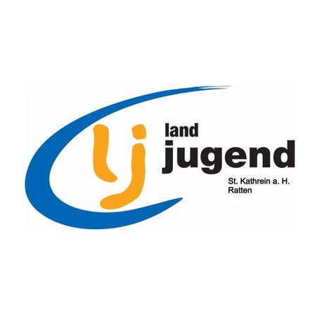 Das Logo für 'land jugend' zeigt ein stilisiertes 'ij' in Gelb mit einer blauen Welle darunter, begleitet vom Text 'St. Kathrein a. H. Ratten'.