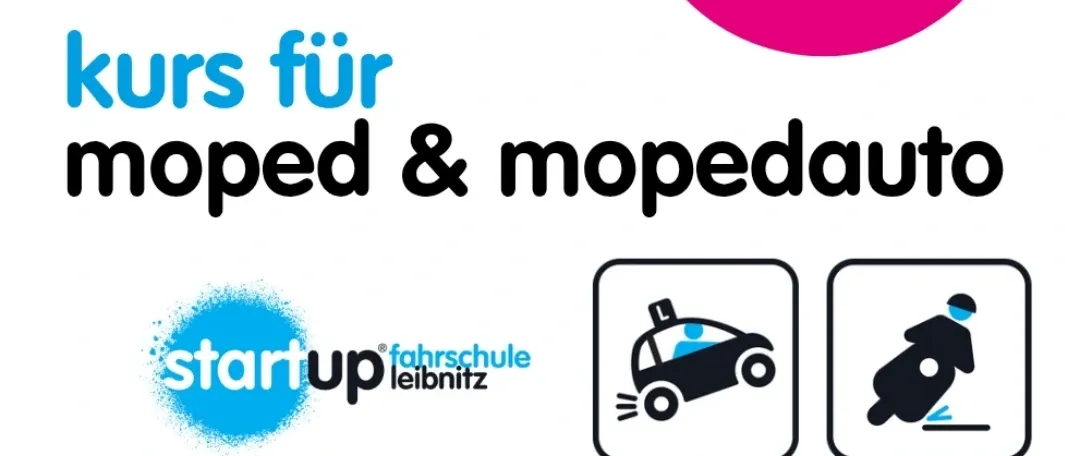 Werbung für einen Weihnachtskurs für Mopeds und Mopedautos am 29. und 30. Dezember von 9 bis 11 Uhr. Die Fahrzeugklasse ist AM.
