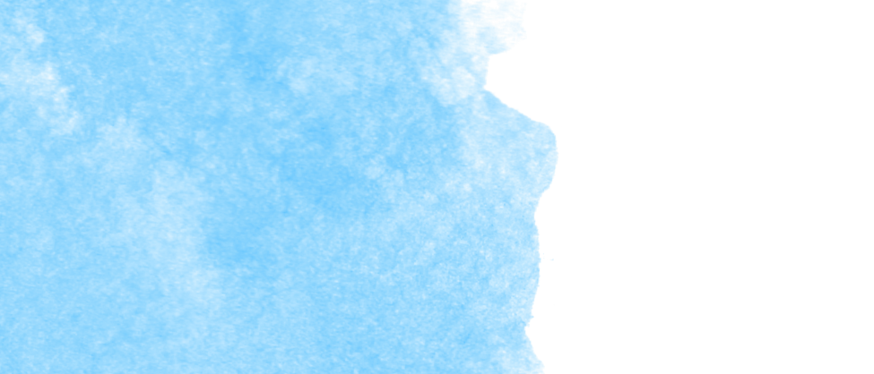 Ein blaues Aquarellgemälde mit leicht verschwommenem Effekt und weißem Hintergrund.