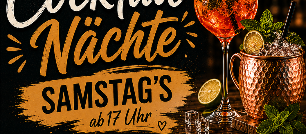 Cocktail Nächte im Bergwerk 38 samstags. Termine: 04.07, 11.07, 25.07, 01.08. Kreative Cocktails, gute Leute und chillige Atmosphäre.