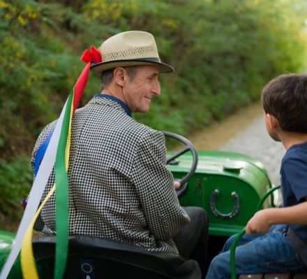 Bild enthält, Boy, Child, Male, Person, Adult, Man, Driving, Transportation, Vehicle, Tractor
