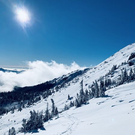 Bild enthält, Slope, Nature, Outdoors, Mountain, Mountain Range, Peak, Tree, Scenery, Fir, Sky
