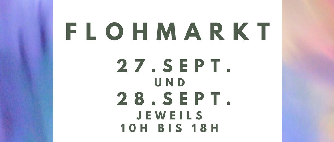 Plakat für einen Flohmarkt im Schloss Reichenau am 27. und 28. September von 10 Uhr bis 18 Uhr. Organisiert vom Pfarrverband Raxgebiet.