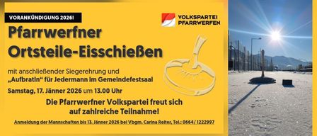 Poster mit gelbem Hintergrund, das einen Eisbecher und den Text 'EisschieBer' zeigt. Veranstaltung für 2026 um 13:00 Uhr. Anmeldung bis 13. Januar 2026. Kontakt: Carina Reiter.
